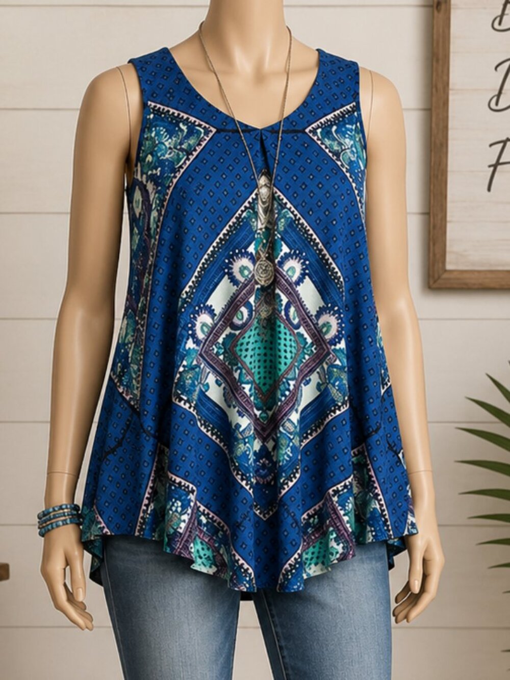 🌟 Roz & Ali Sleeveless Blouse – Size Large 🌟